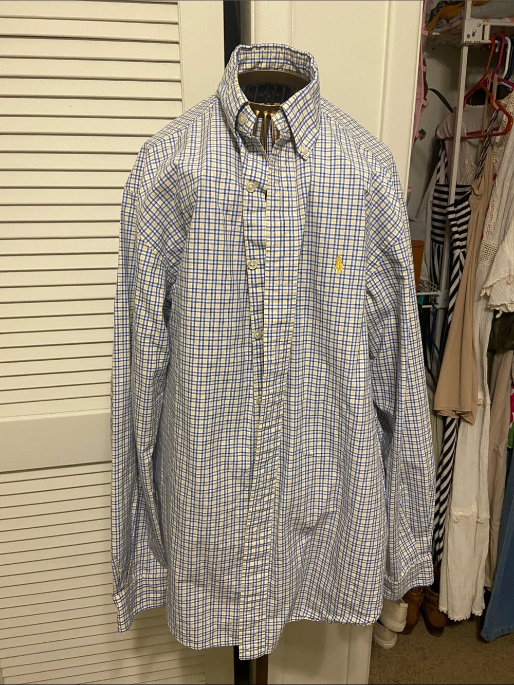 Ralph Lauren White Shirt with Blue & Yellow Plaid